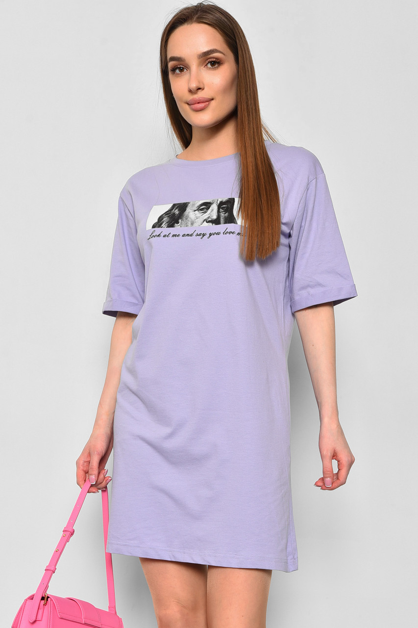 Жіноча туніка з тканини лакоста фіолетового кольору. 178189P