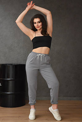Штани спортивні жіночі з тканини лакоста сірого кольору р.M 155045T Безкоштовна доставка