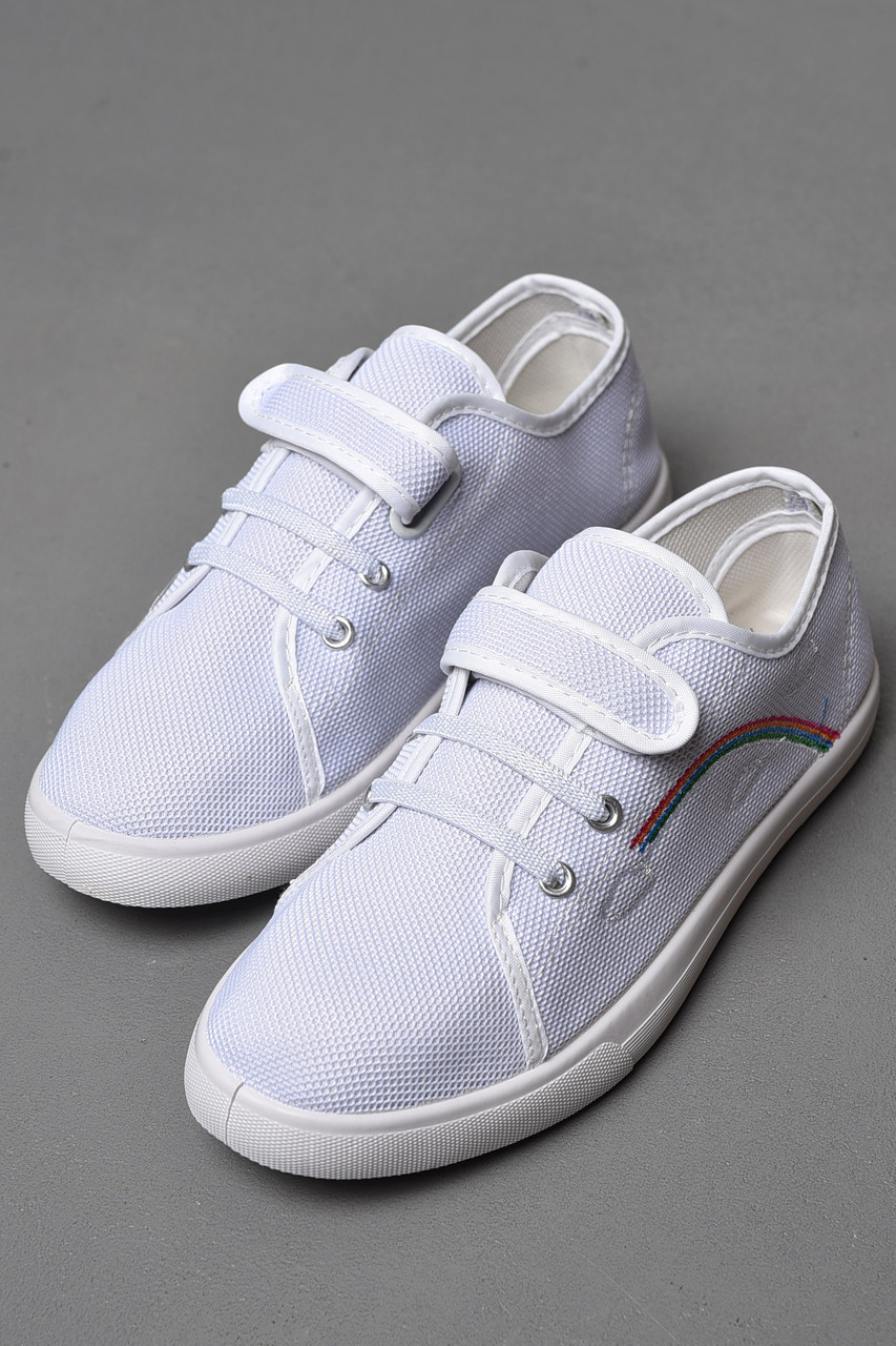 Кеди дитячі білого кольору текстиль 178468T Безкоштовна доставка, фото 1