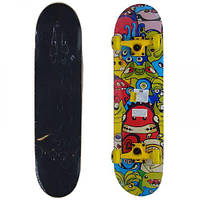 Скейт деревянный с принтом, монстрики Комбинированный Разноцвет MIC Китай
