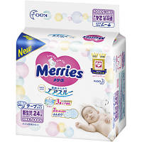 Підгузки Merries для новонароджених Merries NB 0-5 кг 24 шт 555015 n