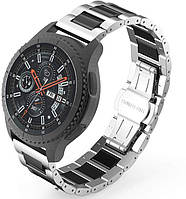 Ремешок BeWatch сталь-керамика 22 мм для Samsung Galaxy Watch 46 mm Silver Black (1026411) XN, код: 1563874