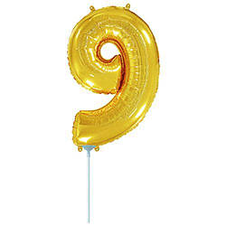 Кулька фольгована "День народження: Цифра 9", міні, золото