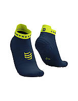 Спортивні безшовні низькі шкарпетки Compressport Pro Racing Socks V4.0 Run Low, Blues/Green Sheen, T4 (45-48)