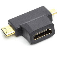 Перехідник HDMI F to mini HDMI M / micro HDMI M PowerPlant CA912056 n