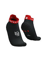 Спортивні безшовні низькі шкарпетки Compressport Pro Racing Socks V4.0 Run Low, Black/Core Red, T3 (42-44)