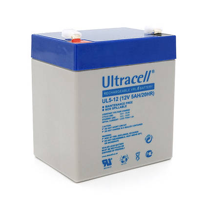 Акумуляторна батарея Ultracell UL5-12 AGM 12 V 5 Ah (90 x 70 x 101), 0.8 kg White Q10/420, фото 1