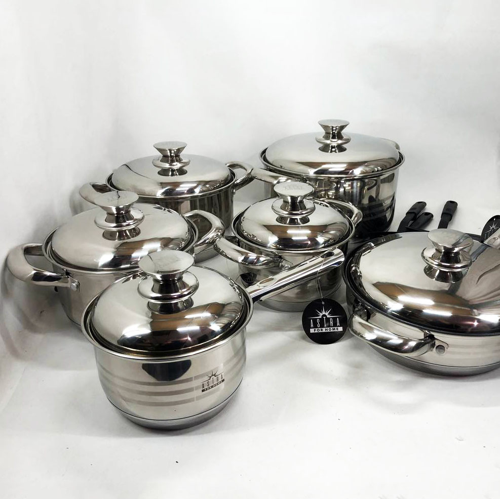 Набір каструль для приготування з кришками, Хороші каструлі, Каструлі з нержавіючої сталі FY-70, фото 1