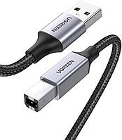 Кабель UGREEN US369 USB-A Male to USB-B 2.0 Printer Cable Alu Case with Braid 1m (Black)(UGR-80801)