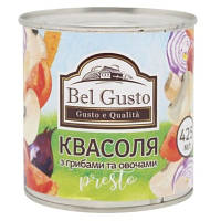 Овощная консервация Bel Gusto Фасоль белая в томате с грибами 425 мл 4820204406837 d