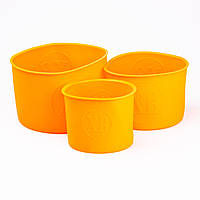 Форма силиконовая для выпекания куличей пасхи круглая набор 3 штуки 10.5 9.0 8.5 см Оранжевая
