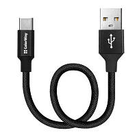Дата кабель USB 2.0 AM to Type-C 0.25m black ColorWay (CW-CBUC048-BK) c