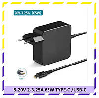 Блок живлення для ноутбука USB3.1/Type-C/USB-C 65W (5V-20.3 V) чорний новий