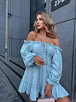 Нежное платье из муслина голубого цвета 27515 LAM 46/48