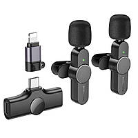 Мікрофон-петличка BOROFONE BFK12 Trophy lavalier бездротовий цифровий мікрофон(iP/Type-C) Black