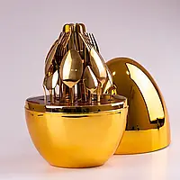 УЦІНКА Набір столових приладів із нержавіючої сталі 24 штуки золотий у яйці