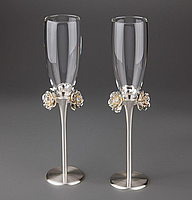 Свадебные бокалы на металлической ножке Veronese Розы белые набор из 2 шт 1021G Купи уже сегодня!