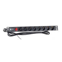 Силовой блок Eserver 19" 8 розеток, выкл., алюм. корпус PDU 220В, 16А WT-2261A-GER-8WAY n