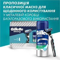 Набор косметики Gillette Бритва Mach3 с 1 сменным картриджем + Гель для бритья Series Успокаивающий 75 мл