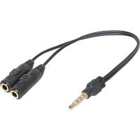 Переходник Jack 3.5mm M 4pin to 2 Jack 3.5mm F Audio+MIC Headset Jack Defender 63012 d