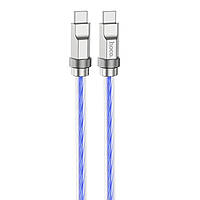 Кабель HOCO U113 Solid 100W silicone charging data cable Type-C to Type-C Blue hmt