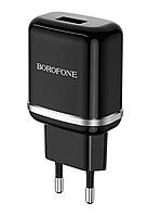 Мережевий зарядний пристрій BOROFONE BA36A High speed single port QC3.0 charger set 18W(Micro) Black hmt