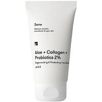 Маска для лица Sane Aloe + Collagen + Probiotics 2% Regenerating & Protecting Face Mask 75 мл 4820266830199 d
