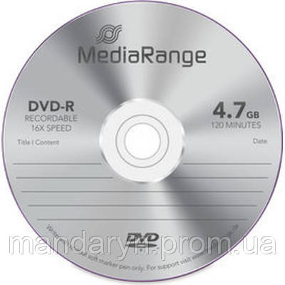 Диск DVD Mediarange DVD-R 4.7GB 120min 16x speed, Cake 25 MR403 d - фото 3 - id-p2186312273