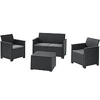 Комплект садовой мебели Keter Elodie 2 seater sofa set 1 диван + 2 кресла + 1 стол графит 253948
