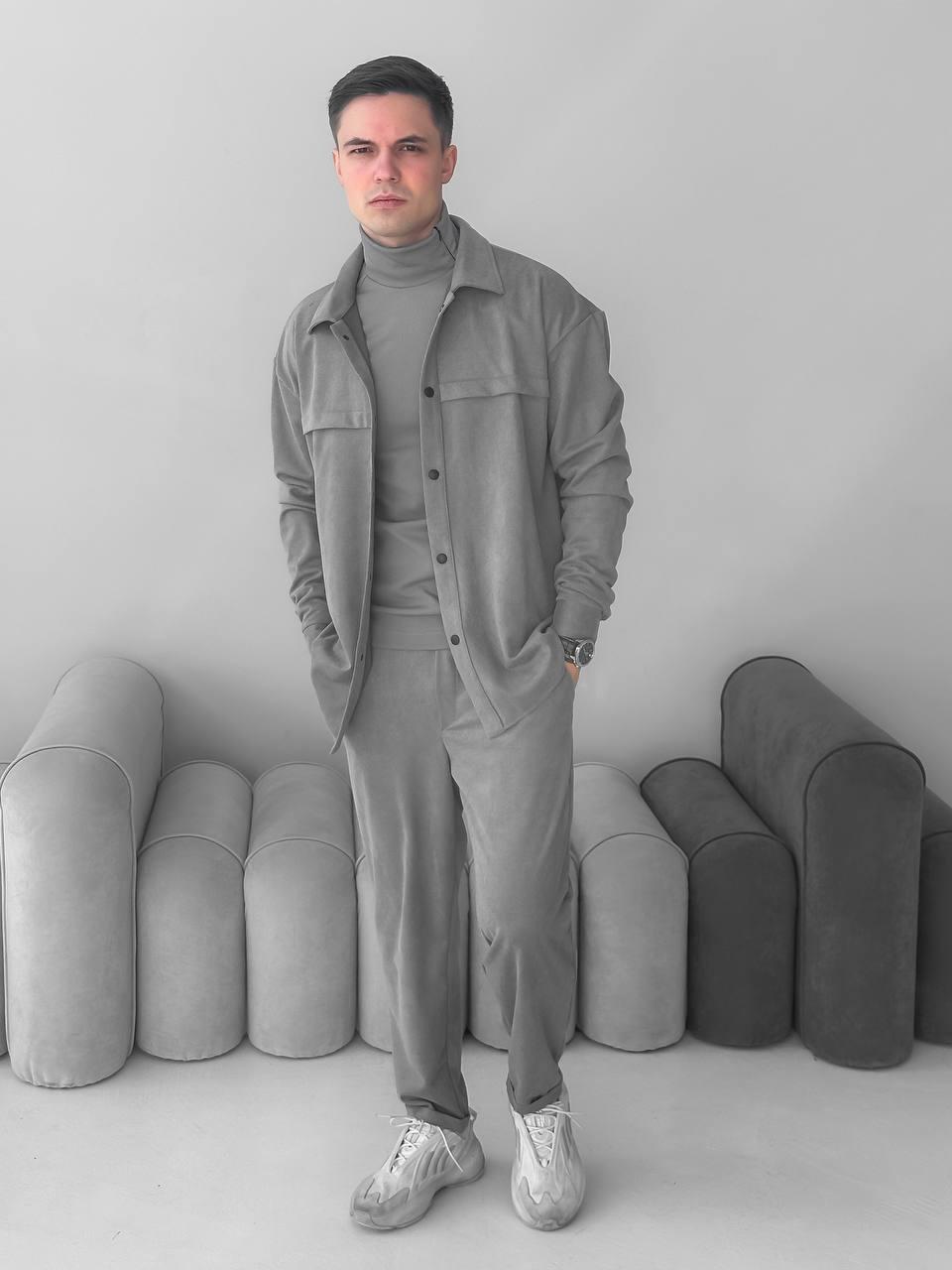 Замшевий костюм чоловічий сорочка і штани СН 497777, фото 1