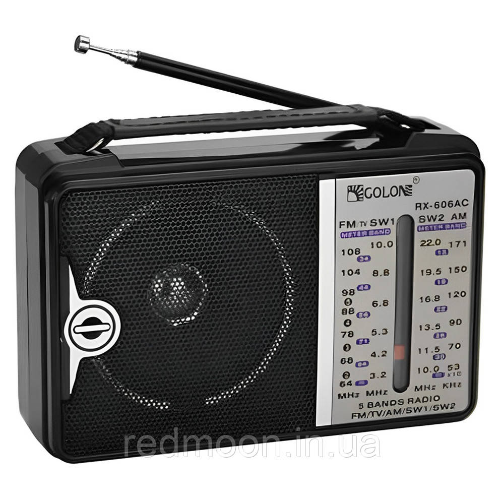 Радіоприймач на батарейках та від мережі Golon RX-606АС / Потужний 4-хвильовий приймач / Радіоприймач ФМ