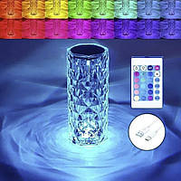 Настільна лампа нічник Роза з пультом RGB Crystal Rose