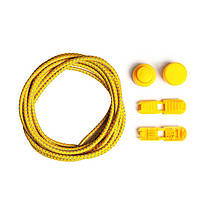 Яркие рефлективные шнурки с фиксатором и без завязки длинные 120см цвет желтый 29186 жовтий