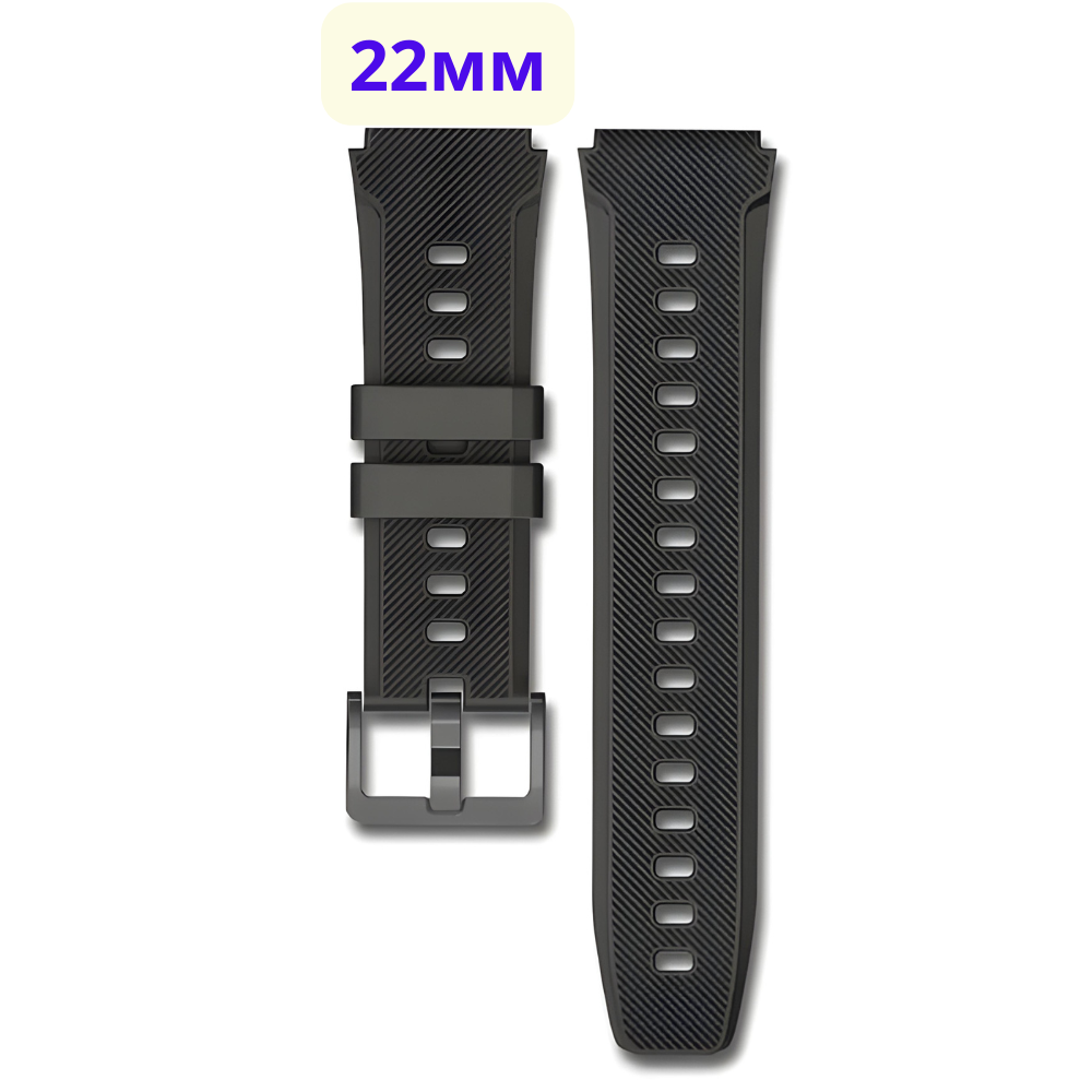 Силіконовий ремінець для смарт годинника 22мм чорного кольору для Smart Watch Modfit Sniper Sniper Pro lemfo С22 та ін., фото 1