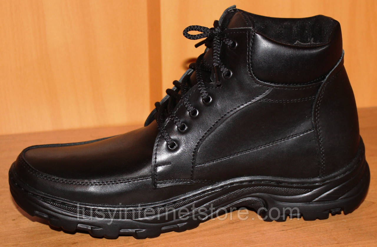 Ботинки мужские зимние черные на шнурках от производителя модель АМ350 - фото 1 - id-p376501503