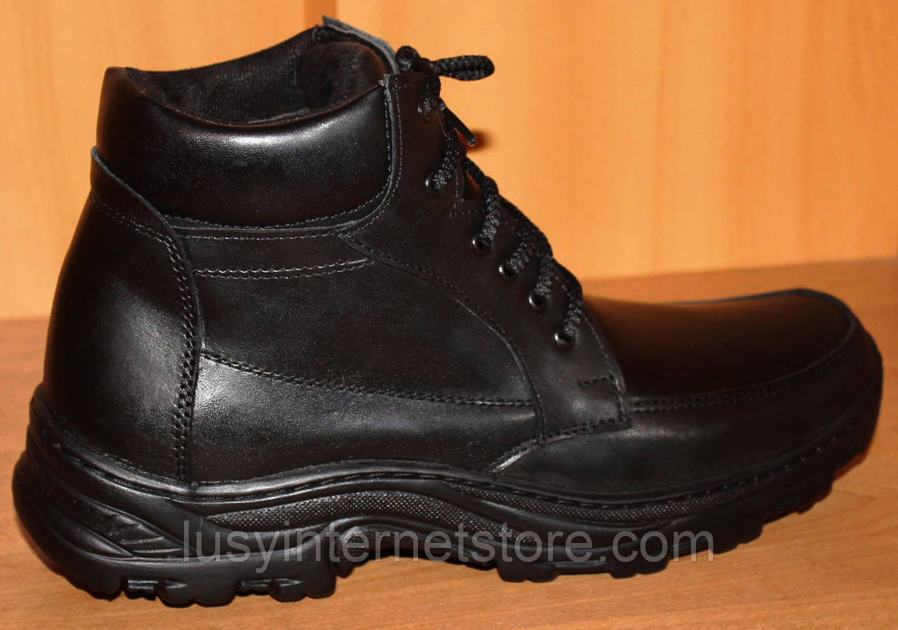 Ботинки мужские зимние черные на шнурках от производителя модель АМ350 - фото 2 - id-p376501503