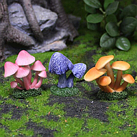 Набір Грибів 3 шт для мініатюри, міні-саду, флораріуму, мосаріуму, мікроландшафту