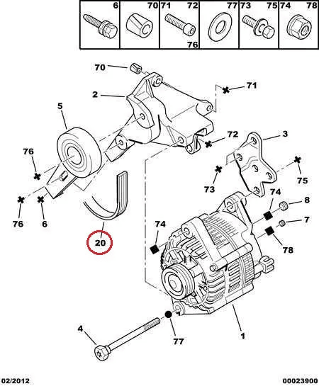 Ремінь генератора (+ А. С.) на Fiat Ducato 230, Peugeot Boxer, Citroen Jumper (1994-2002) 1.9 (1905), 71749458, Hutchinson,, фото 1