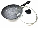 Глибока сковорода з кришкою та антипригарним мармуровим покриттям 22см Benson, глибока сковорода кухонна, фото 4