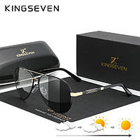 Чоловічі фотохромні поляризаційні сонцезахисні окуляри KINGSEVEN N7899 Gold Photochromic
