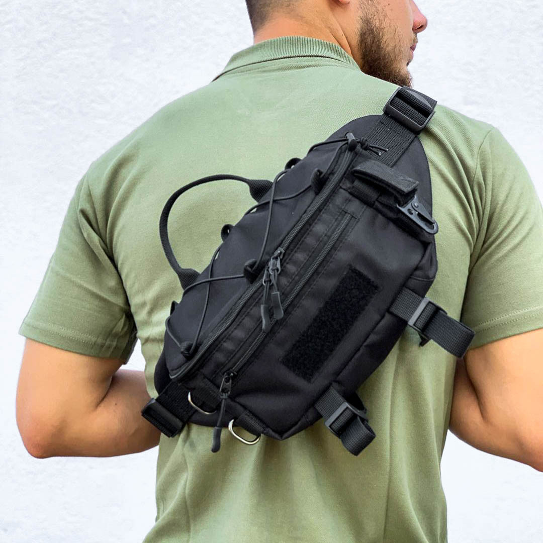 Велика чоловіча чорна сумка бананка бананка TOR M15 поясна нагрудна тактична, фото 1