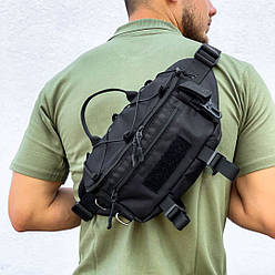 Велика чоловіча чорна сумка бананка бананка TOR M15 поясна нагрудна тактична