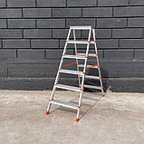 Стремянка алюмінієва двостороння 2х6 сходинок, фото 2