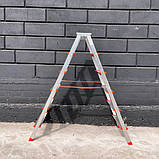 Стремянка алюмінієва двостороння 2х6 сходинок, фото 3