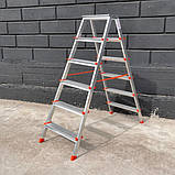 Стремянка алюмінієва двостороння 2х6 сходинок, фото 8
