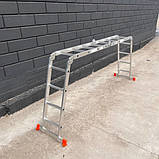 Алюмінієва драбина-трансформер на шарнірах 4 секції по 4 сходинки, фото 4