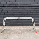 Алюмінієва драбина-трансформер на шарнірах 4 секції по 4 сходинки, фото 5