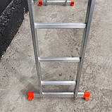 Алюмінієва драбина-трансформер на шарнірах 4 секції по 4 сходинки, фото 7