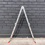 Алюмінієва драбина-трансформер на шарнірах 4 секції по 4 сходинки, фото 8