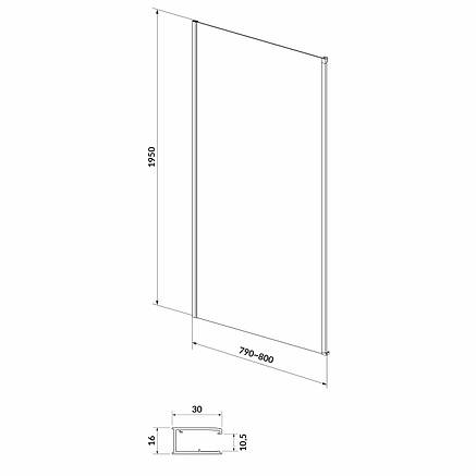 Стінка до розпашних дверей larga 80х195, профіль чорний, фото 2